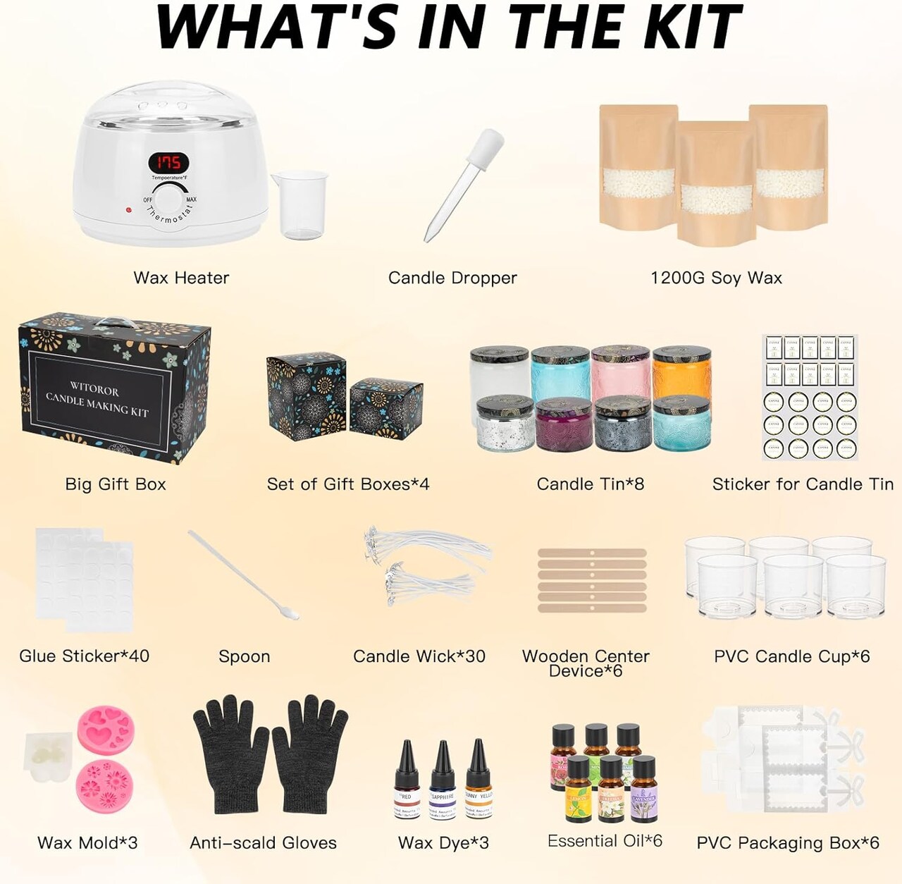 Candle Making Kit, Candle Making Supplies with Digital Soy Wax Melt Warmer Candle Making Complete Kit for Adults Beginners DIY Starter Scented Candles Making Kit for Christmas